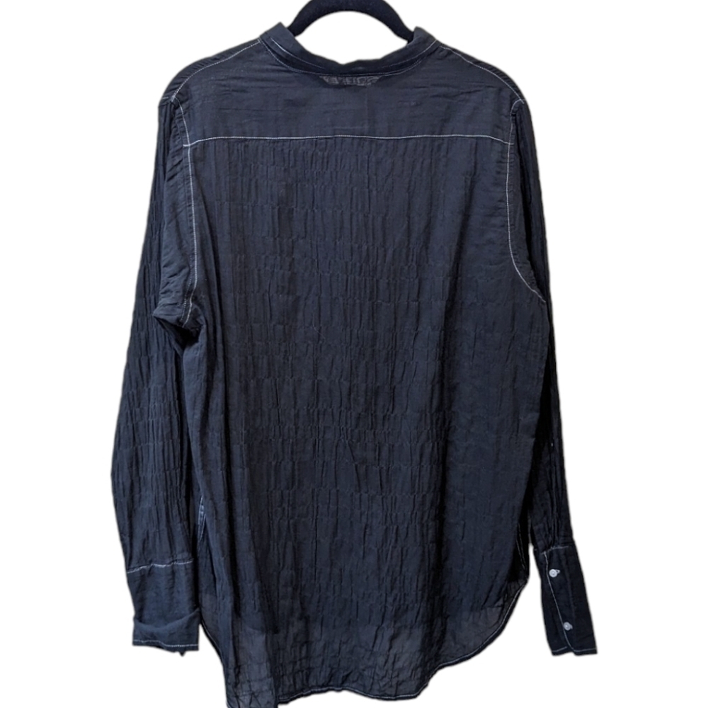 American Colors Alex Lehr Black Crinkle Organic Cotton Lagenlook Shirt (XL) - Picture 2 of 6